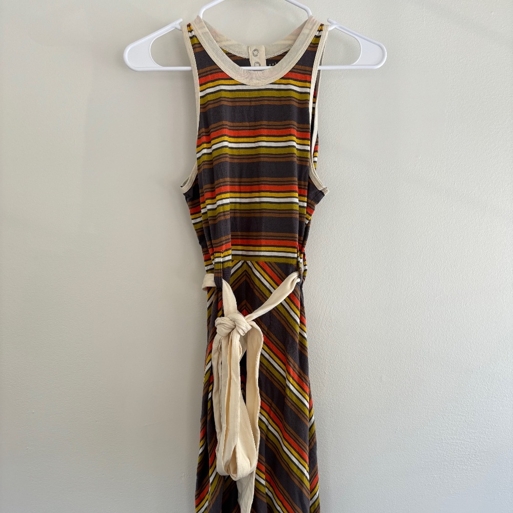 Belted Striped Earth Mama Body Con Midi